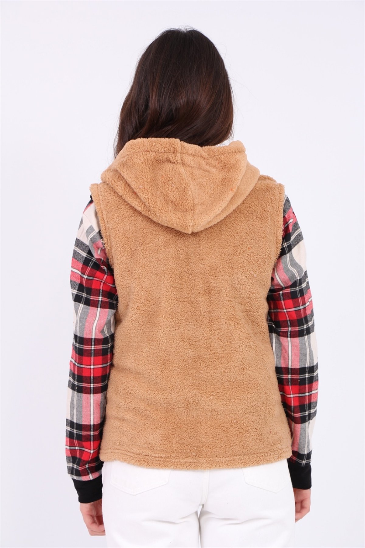 Kapşonlu Peluş Yelek 