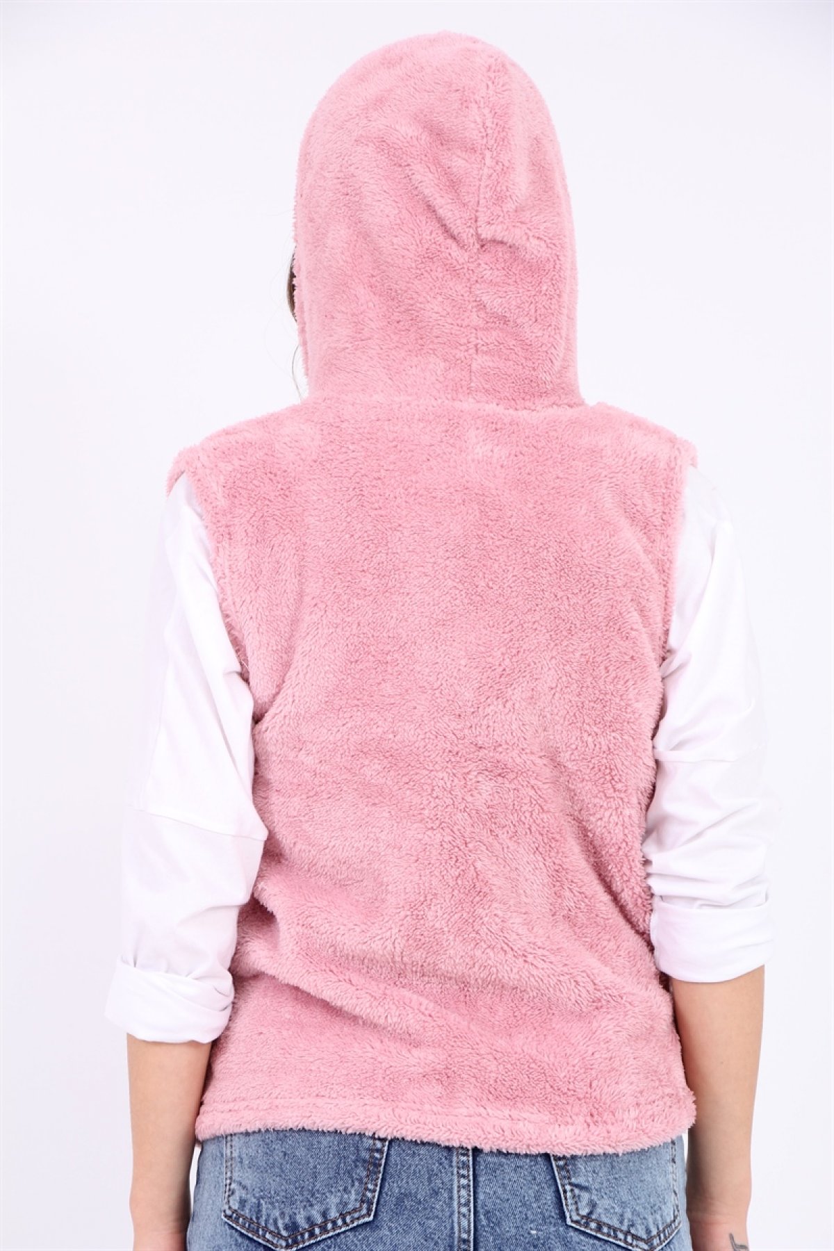 Kapşonlu Peluş Yelek 