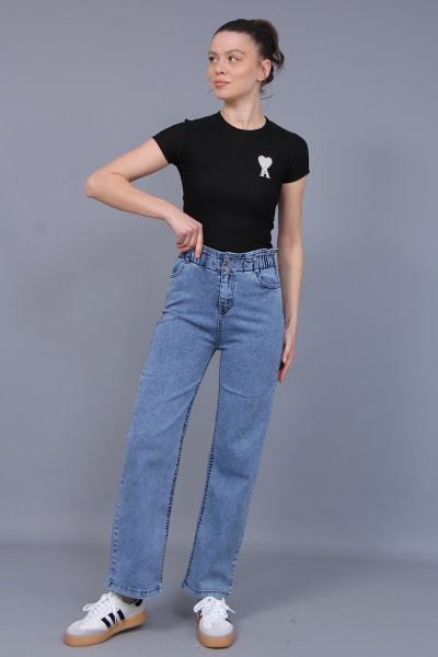 BEL LASTİKLİ BOL PACA KOT PANTOLON