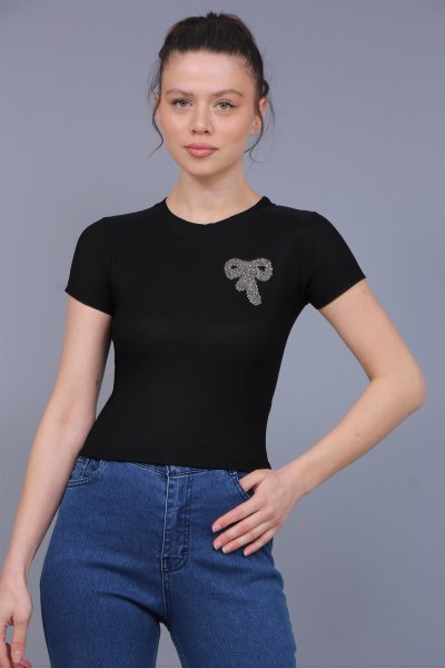 FİYONK TAŞLI CROP BLUZ