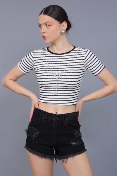 CİZGİLİ KOLYELİ CROP
