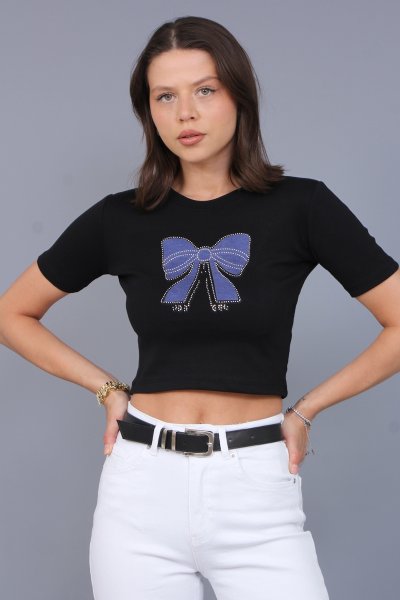 KOT DETAYLI KELEBEKLİ CROP