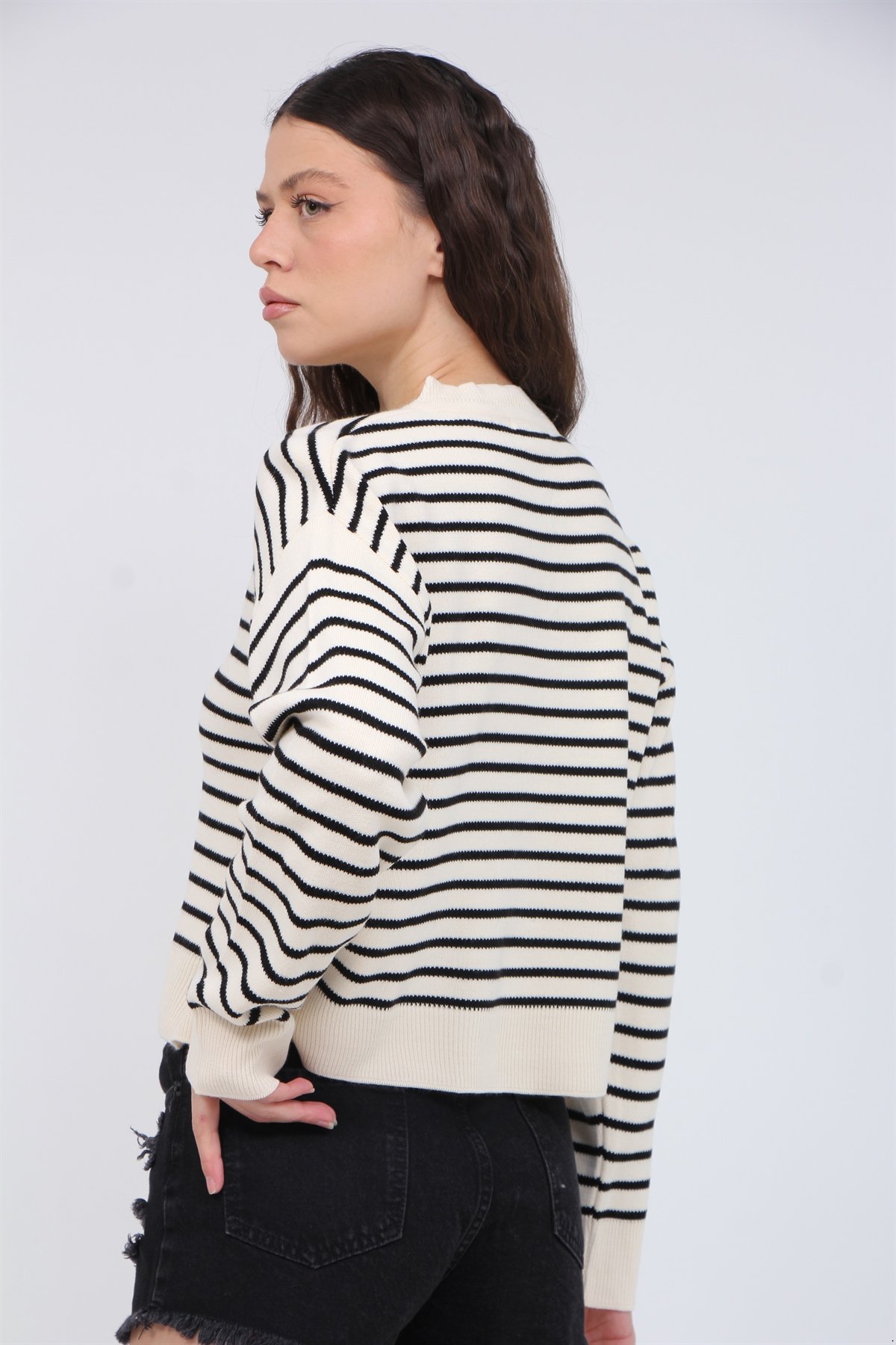 Çizgili Tiriko Hırka 