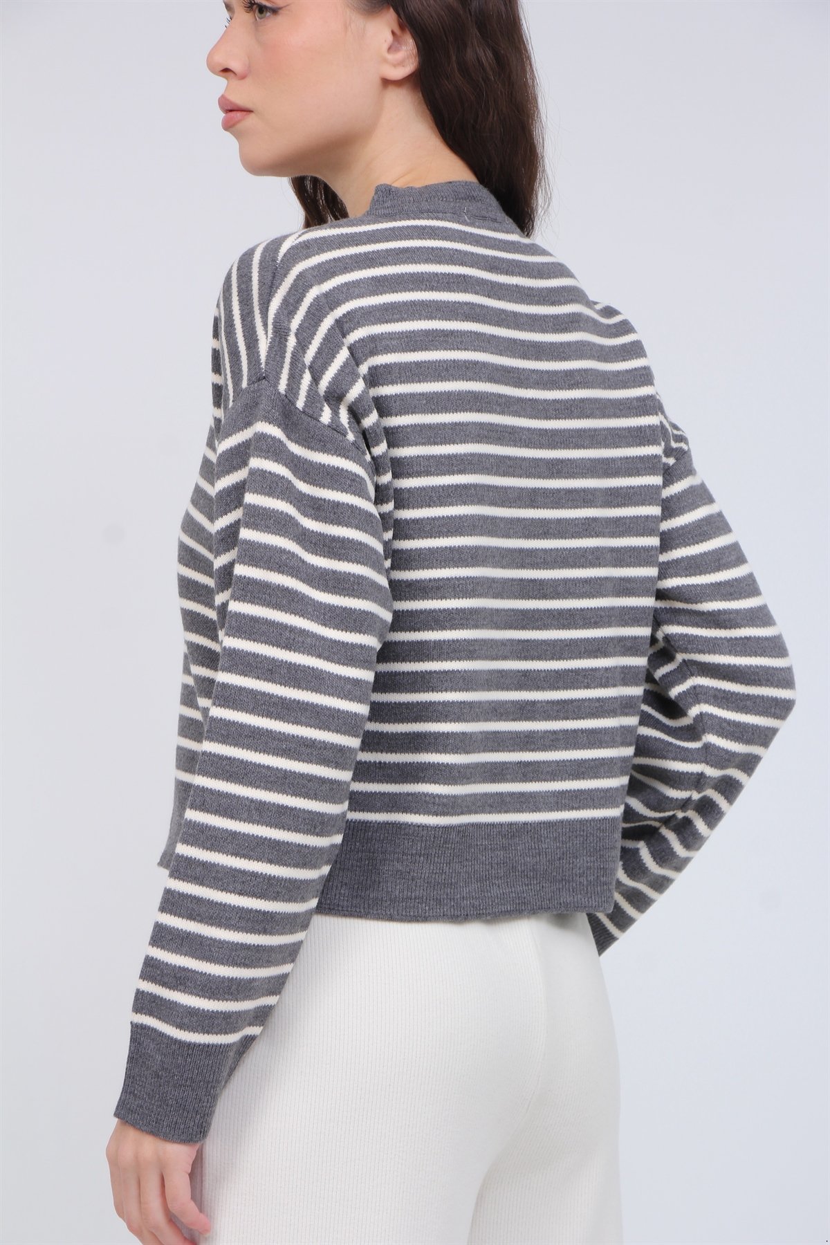 Çizgili Tiriko Hırka 