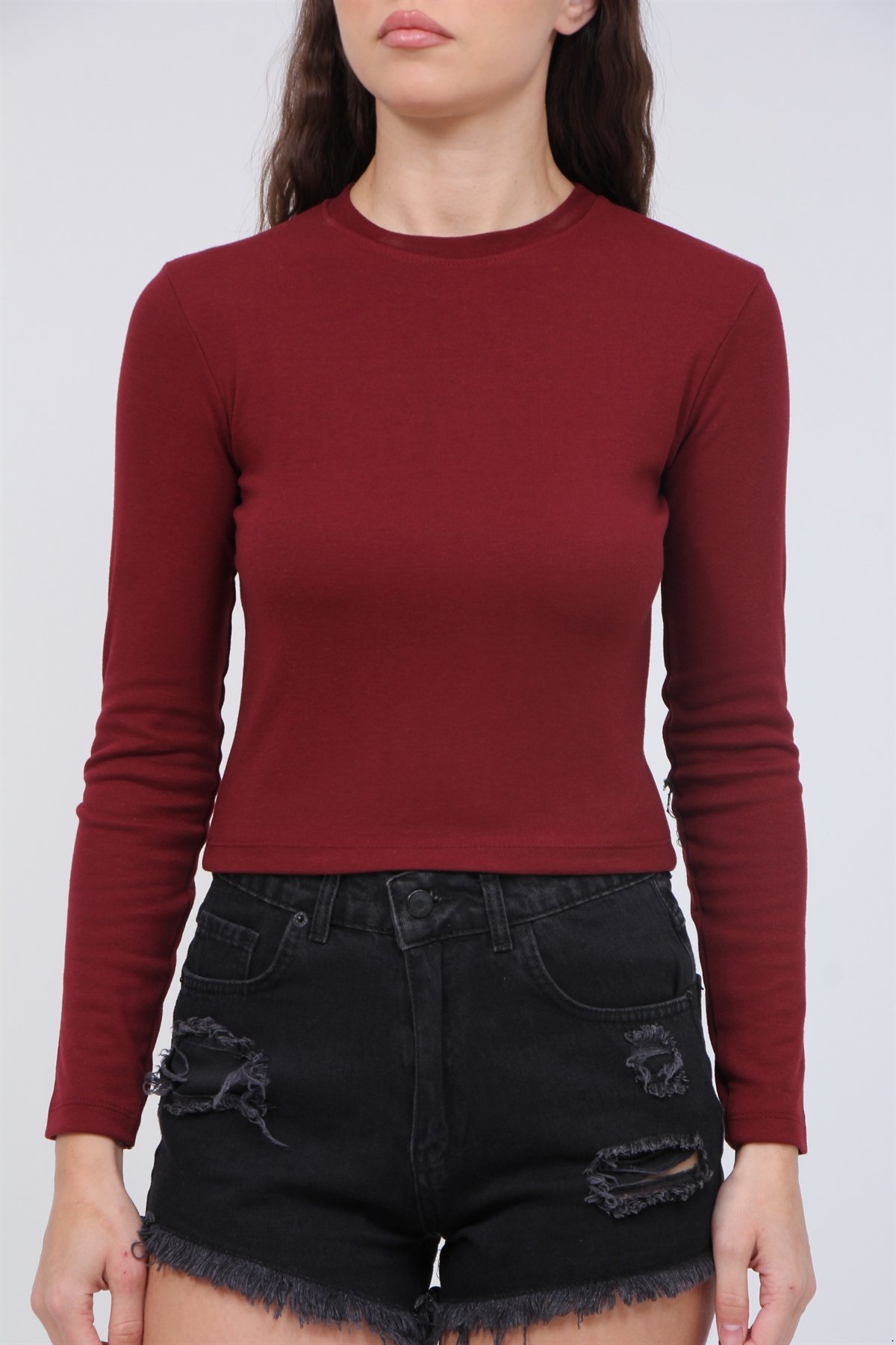 Bisiklet Yaka Model Kumaş Bluz 