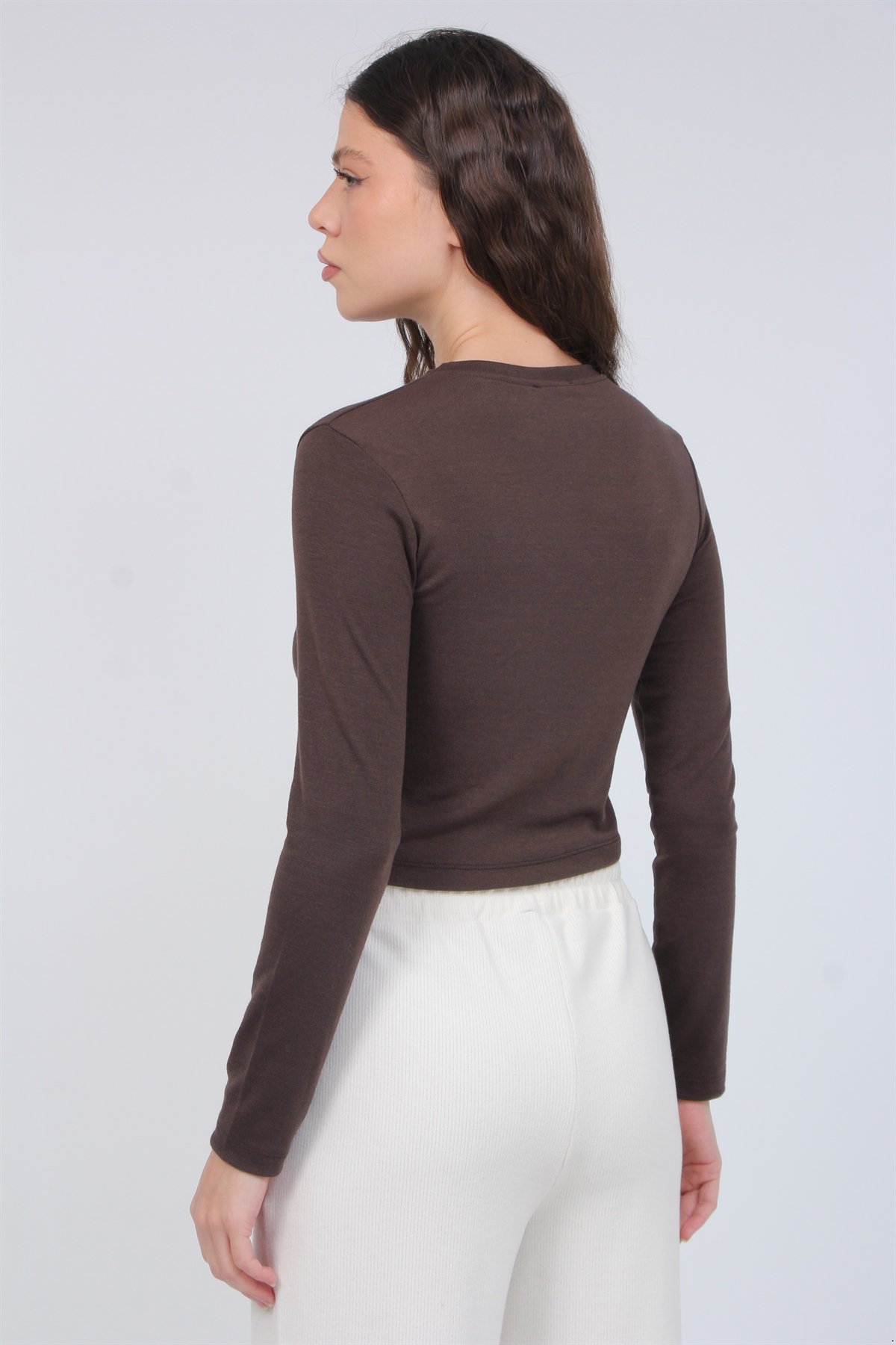 Bisiklet Yaka Model Kumaş Bluz 