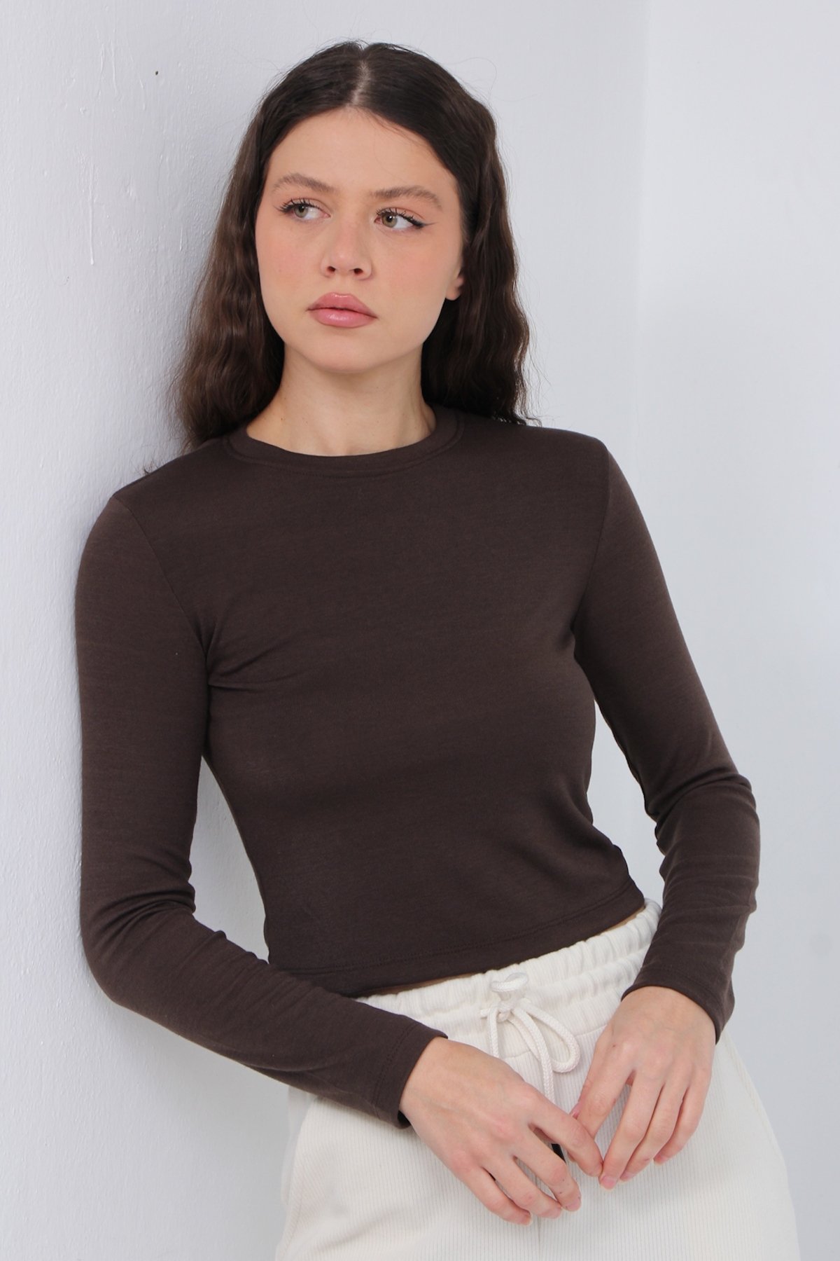 Bisiklet Yaka Model Kumaş Bluz 