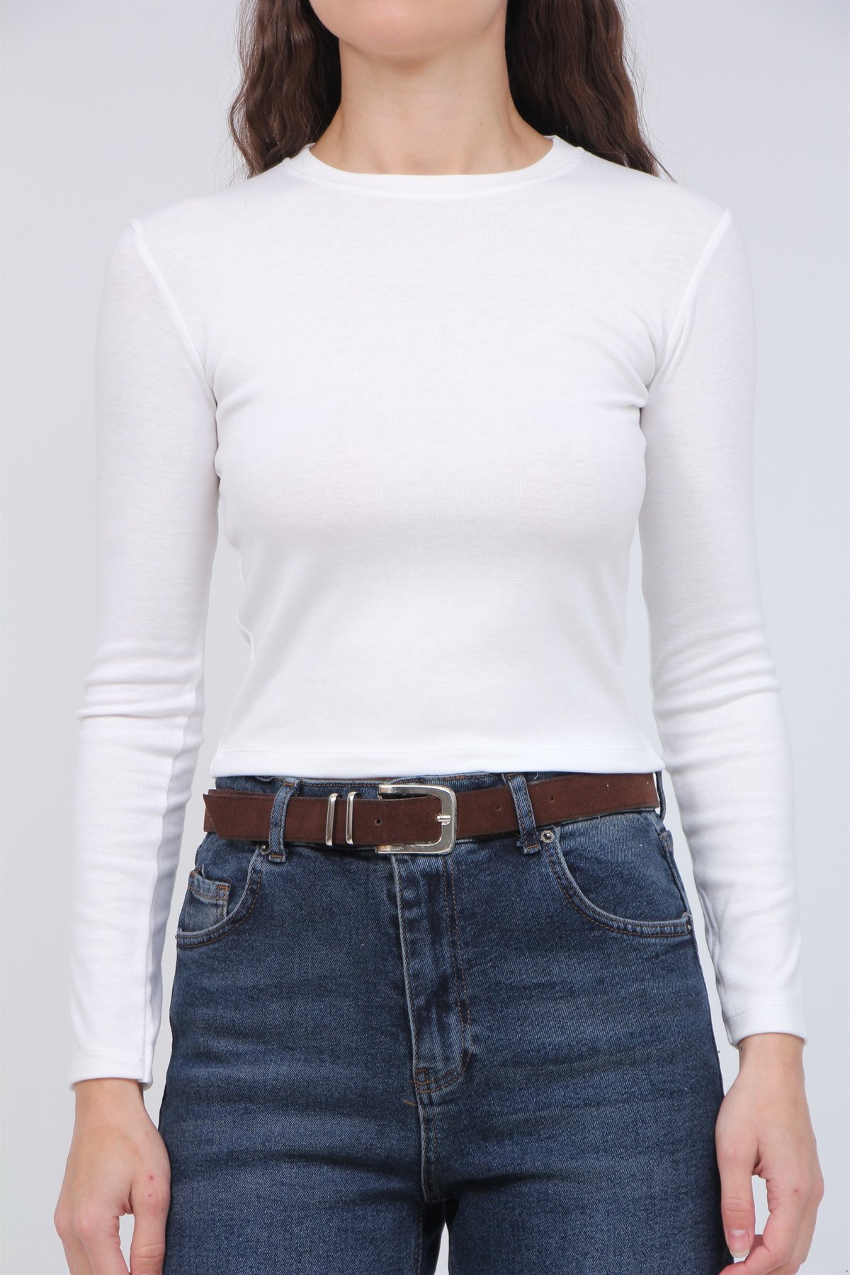 Bisiklet Yaka Model Kumaş Bluz 