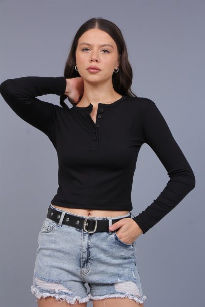 DÜĞMELİ MODEL KUMAŞ BLUZ