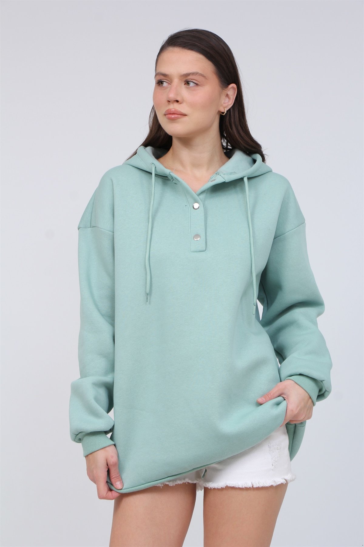 3 İplik Şardonlu Çıt Çıtlı Sweat 