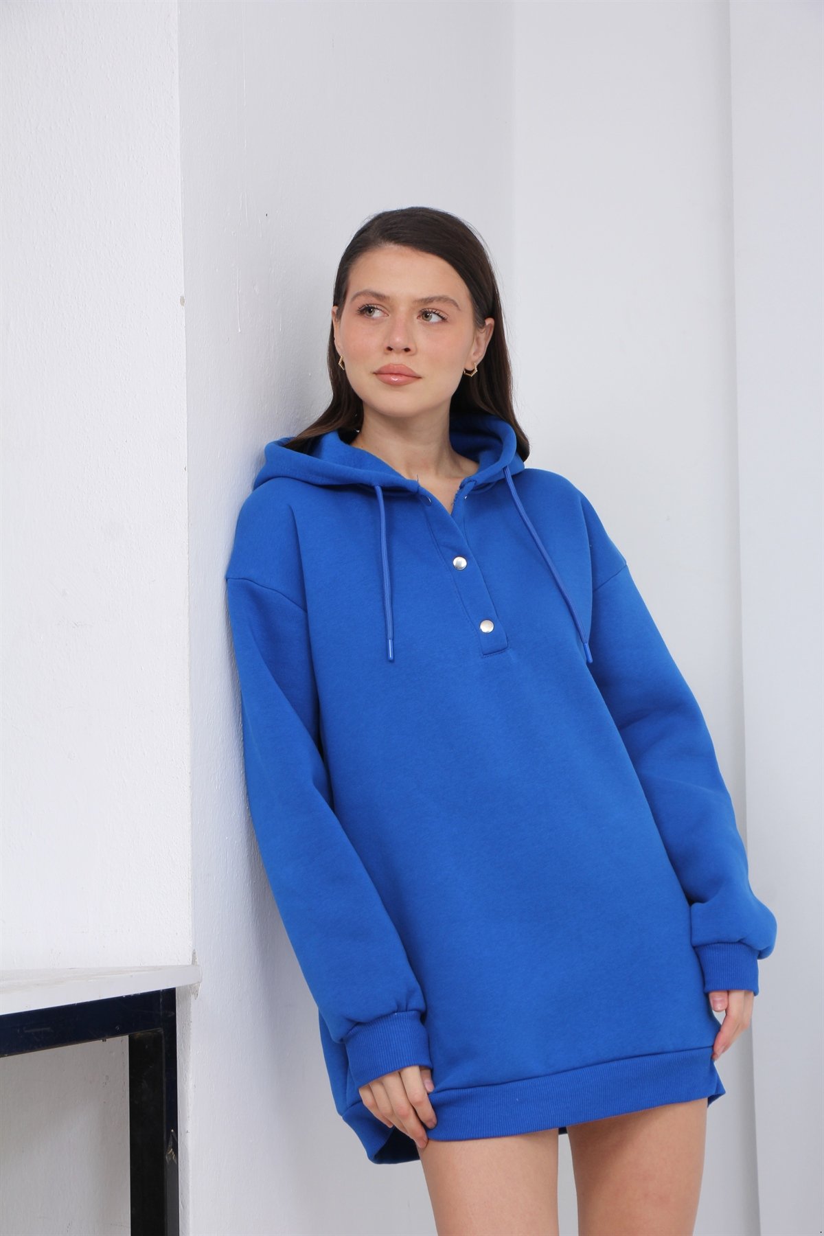 3 İplik Şardonlu Çıt Çıtlı Sweat 