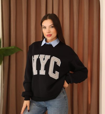 POLA YAKA 3İPLİK ŞARDONLU SWEAT