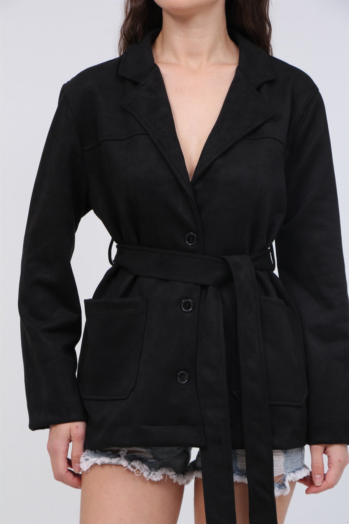Kemerli Süet Ceket 