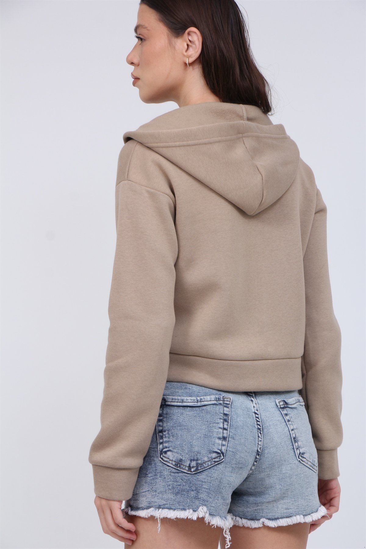 Fermuarlı Crop Sweat 