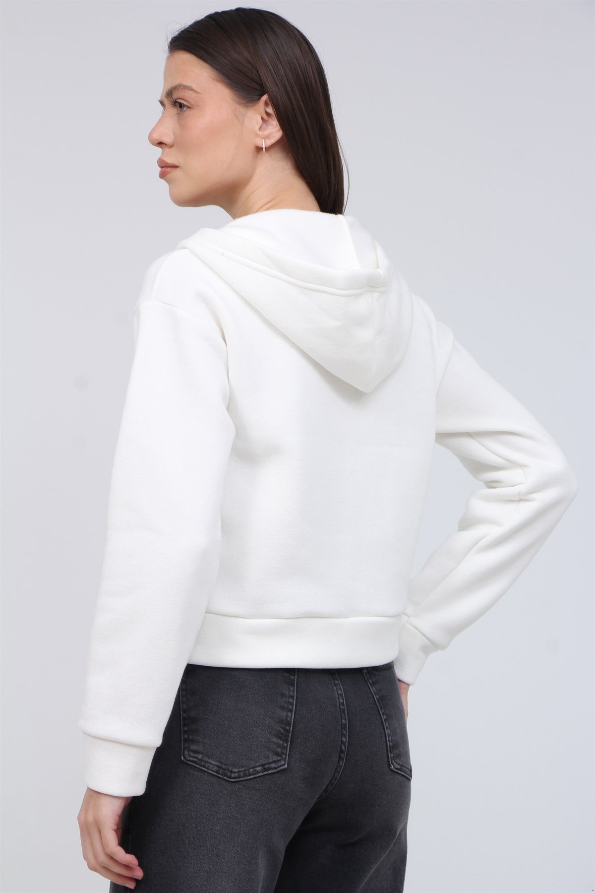 Fermuarlı Crop Sweat 