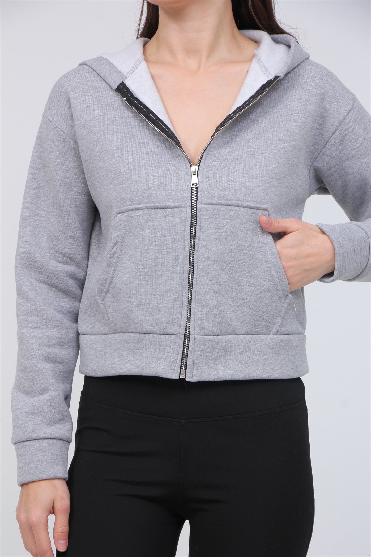 Fermuarlı Crop Sweat 