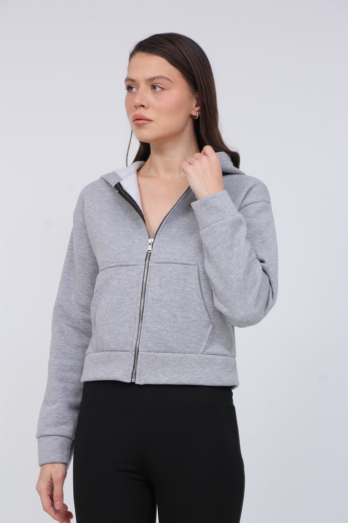 Fermuarlı Crop Sweat 