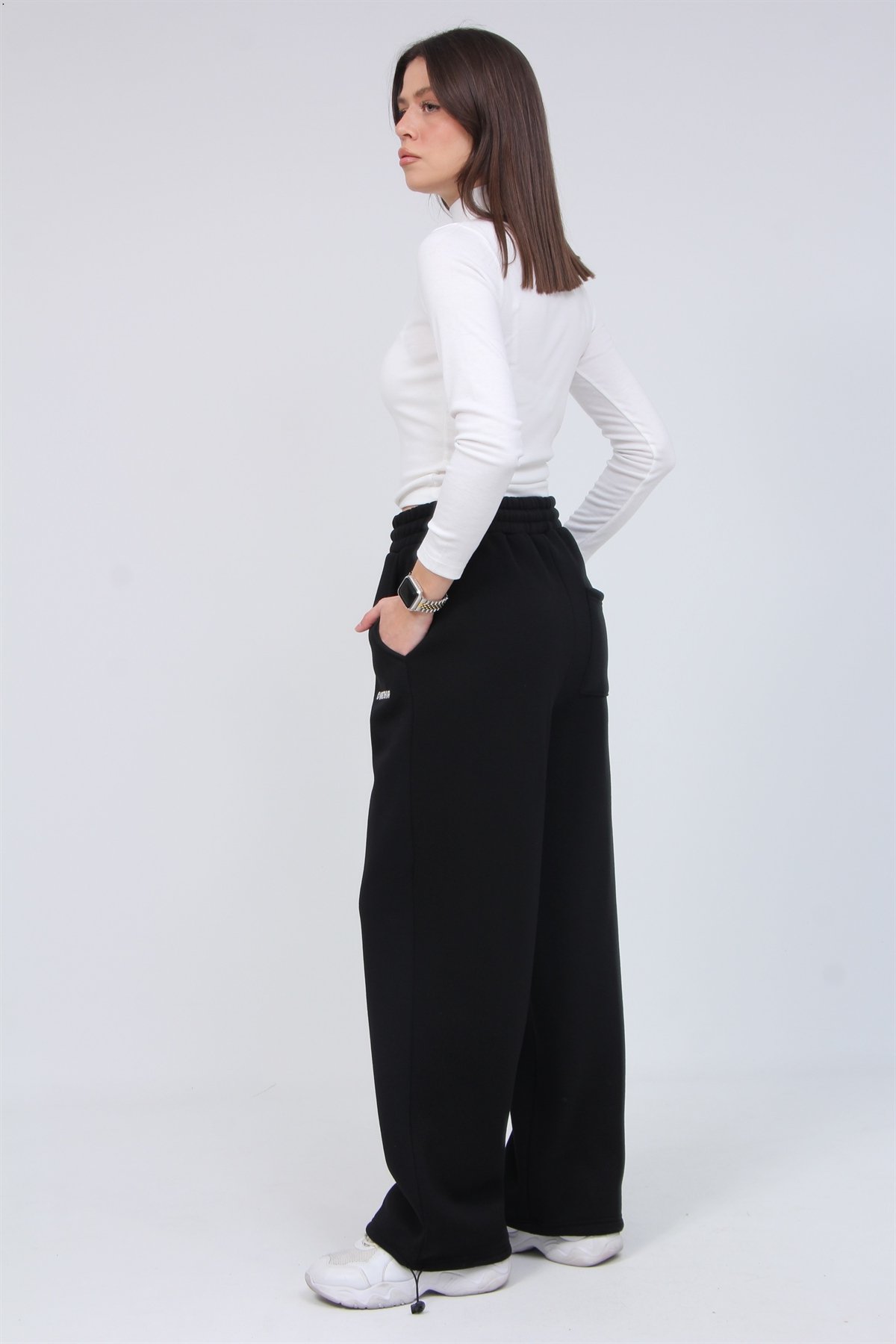 Wrstbhvr Yazılı 3 İplik Şardonlu Bol Paça Eşofman 