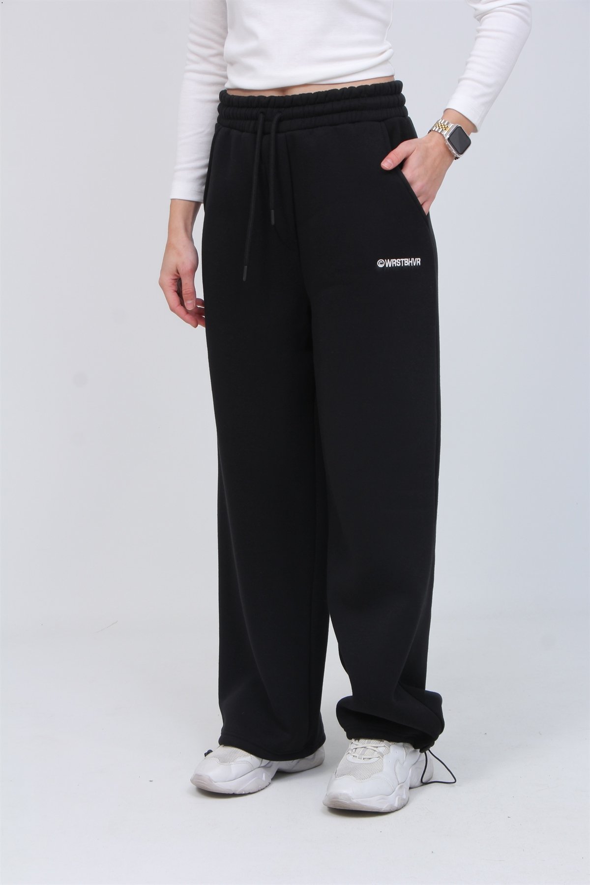 Wrstbhvr Yazılı 3 İplik Şardonlu Bol Paça Eşofman 