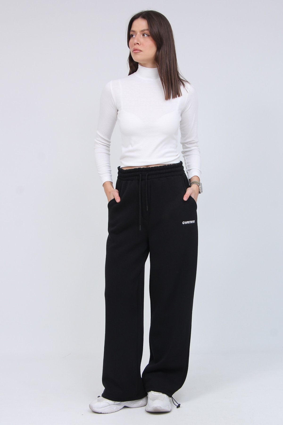 Wrstbhvr Yazılı 3 İplik Şardonlu Bol Paça Eşofman 