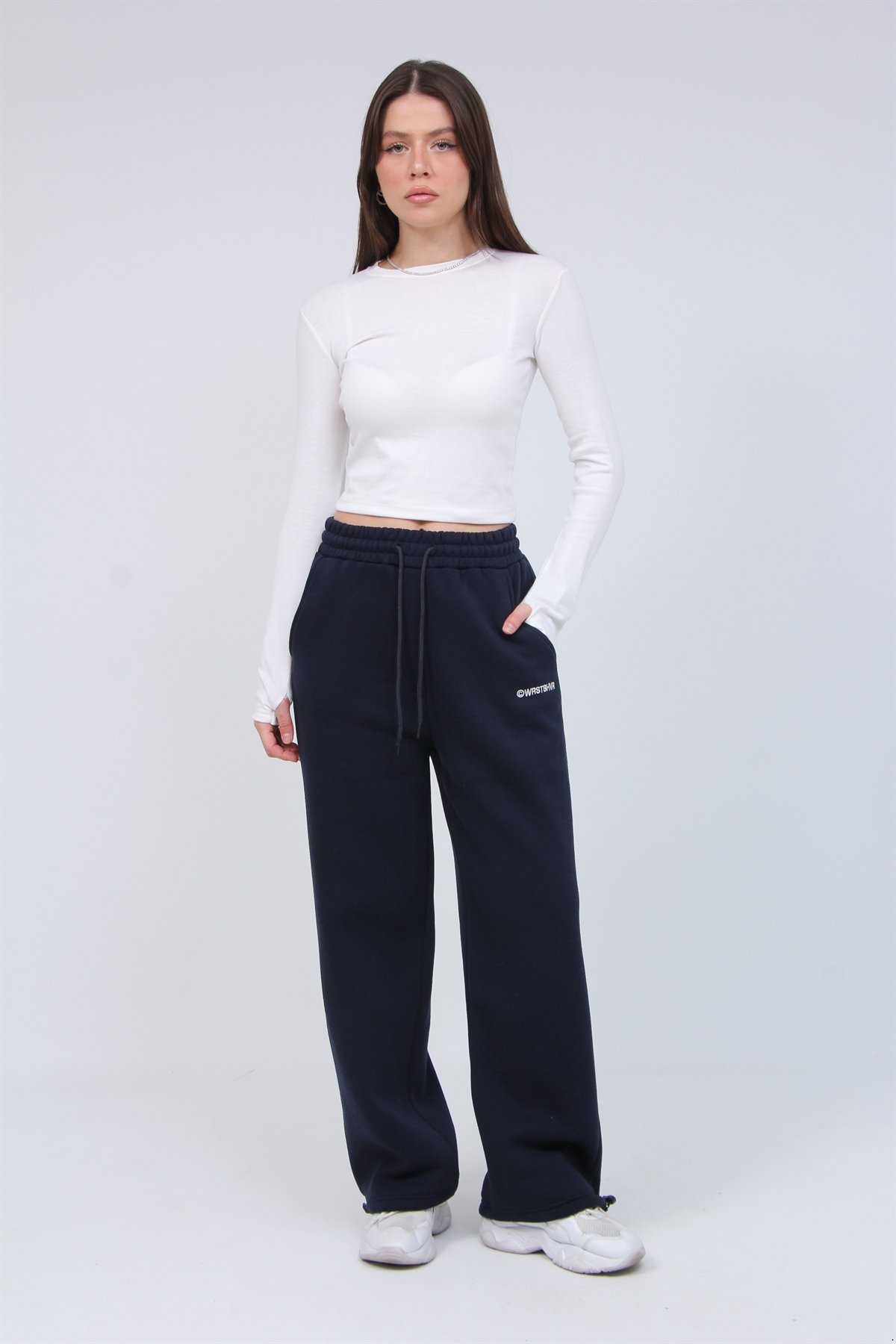 Wrstbhvr Yazılı 3 İplik Şardonlu Bol Paça Eşofman 