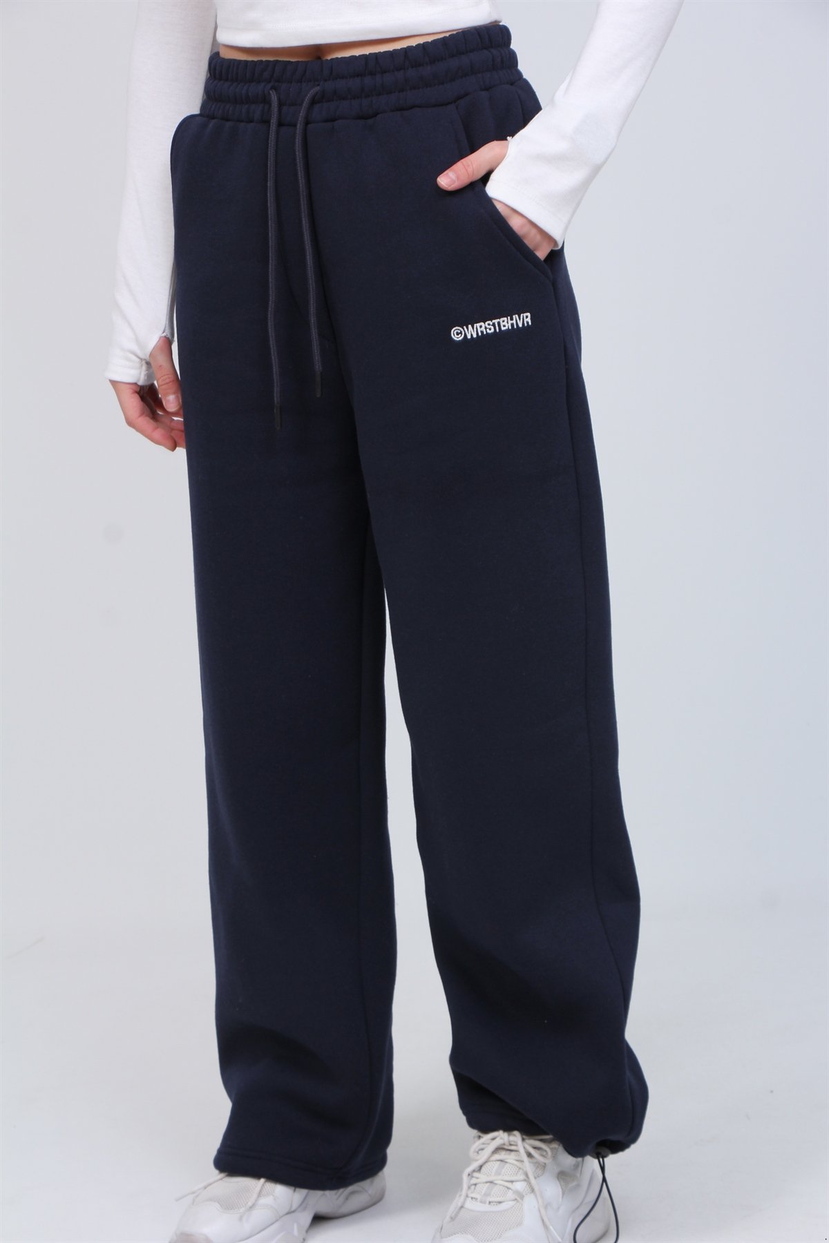 Wrstbhvr Yazılı 3 İplik Şardonlu Bol Paça Eşofman 