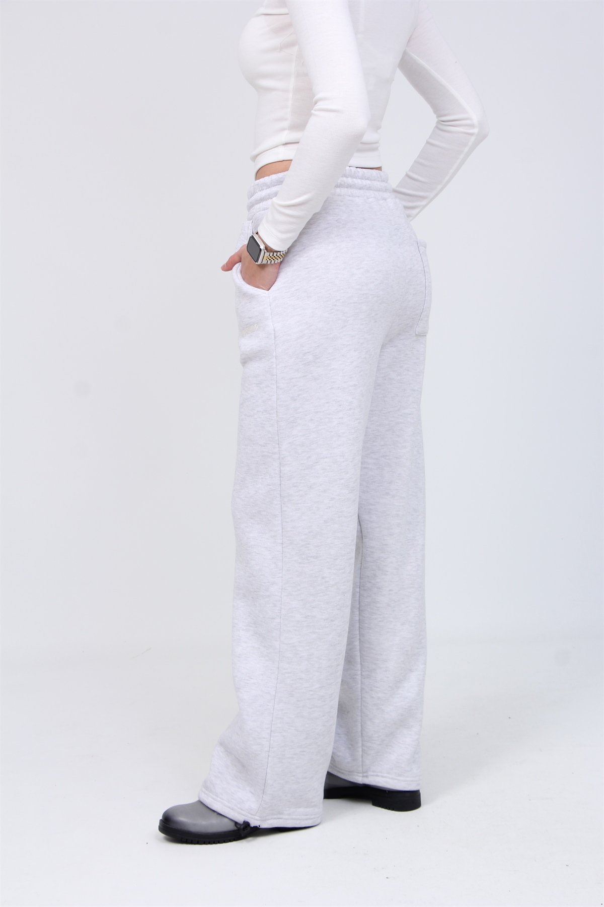 Wrstbhvr Yazılı 3 İplik Şardonlu Bol Paça Eşofman 