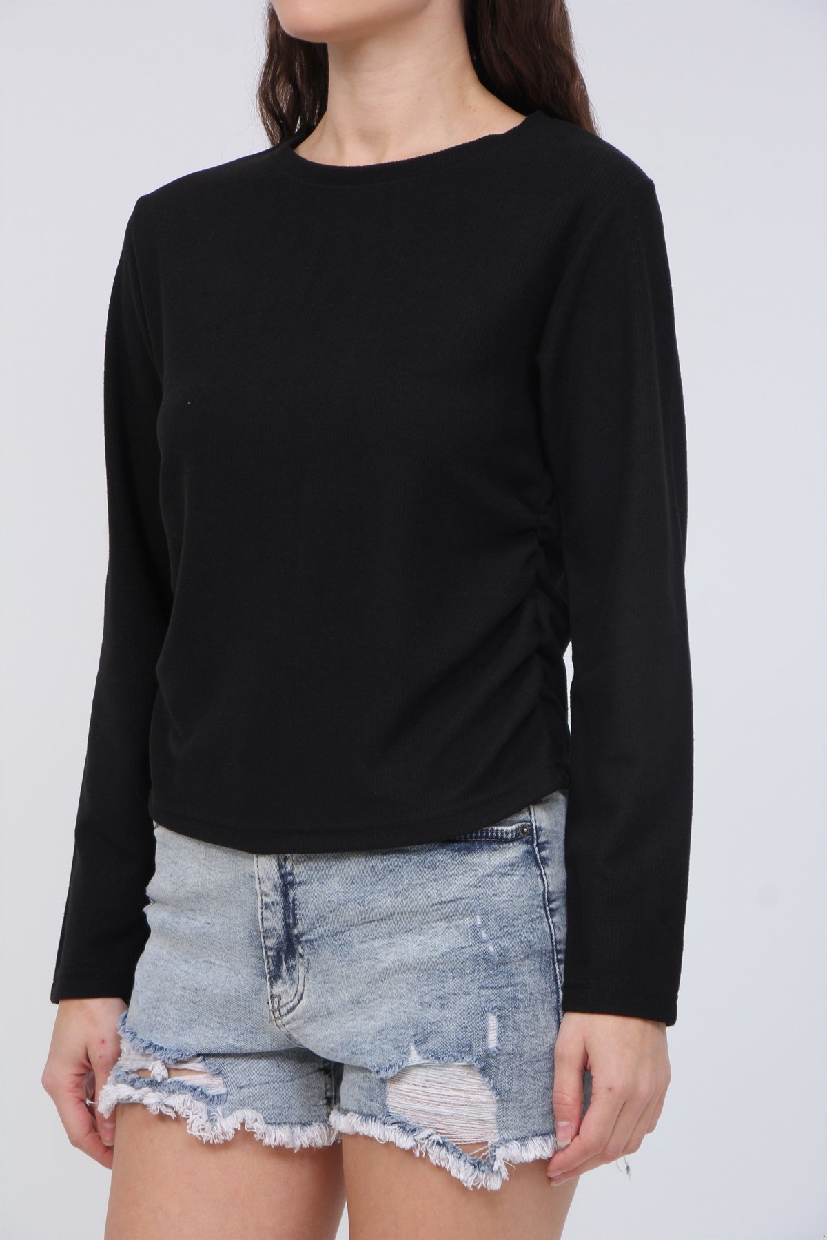 Yanı Büzgülü Bluz 