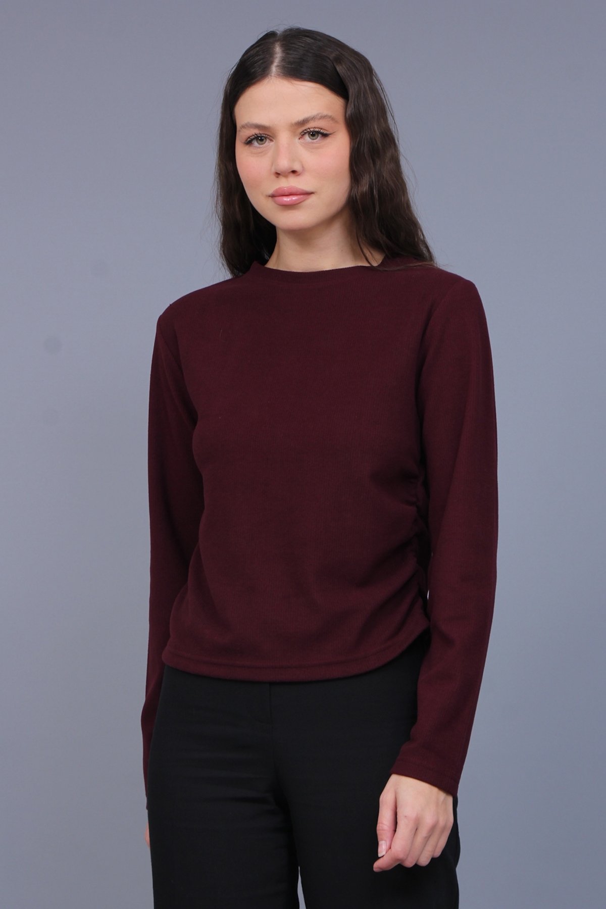 Yanı Büzgülü Bluz 