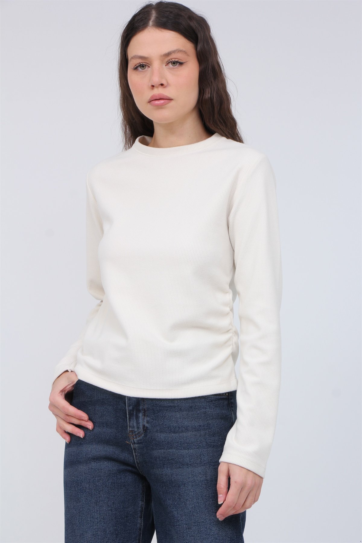 Yanı Büzgülü Bluz 