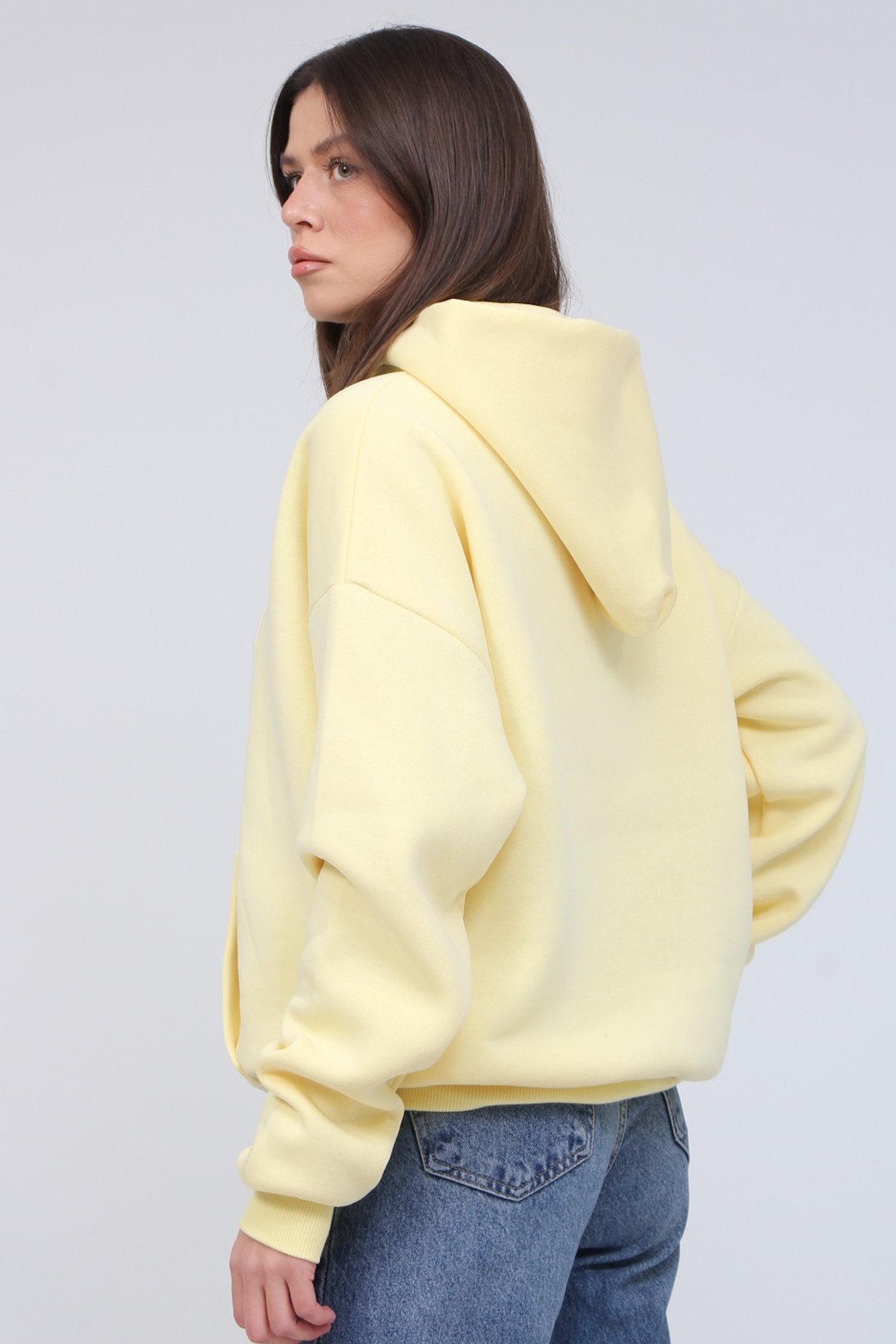 Over Yazılı 3 İplik Şardonlu Sweat 