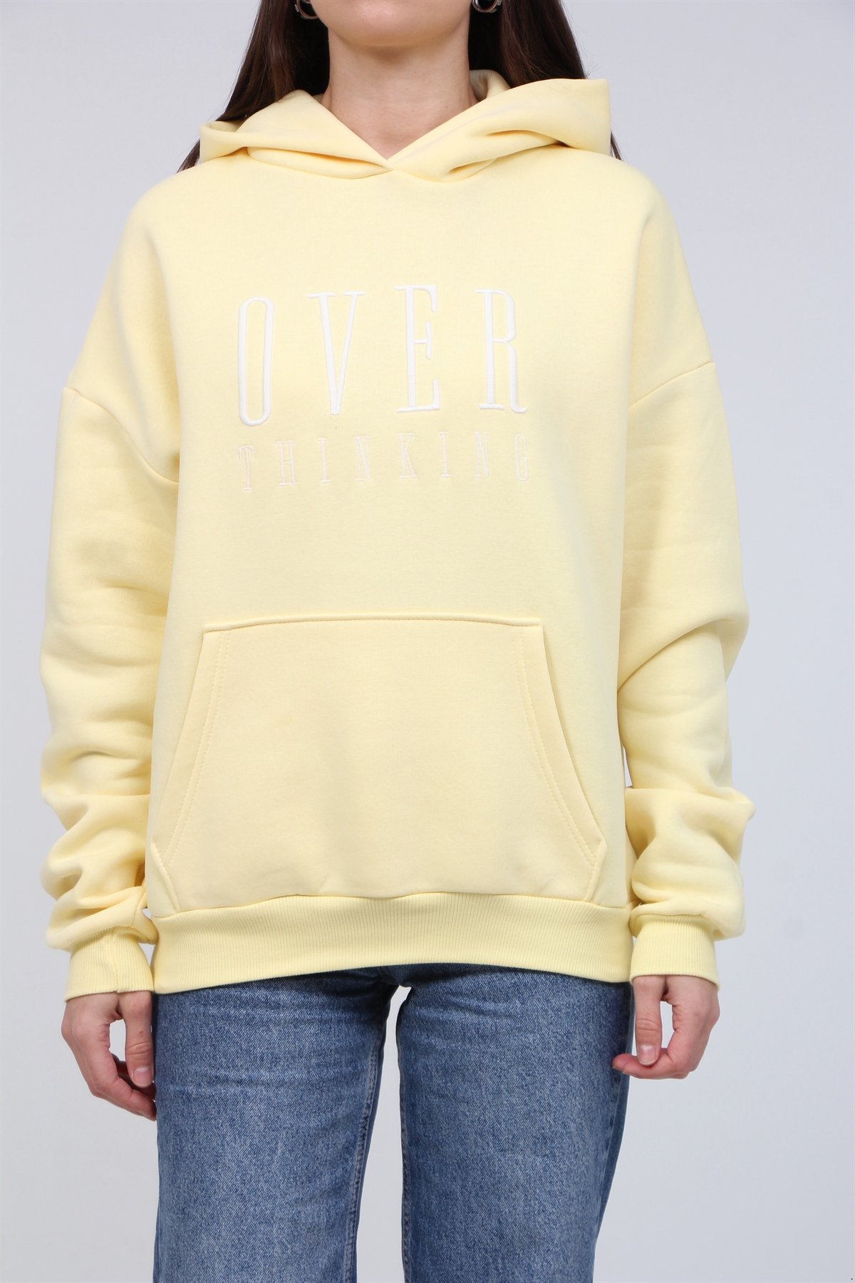 Over Yazılı 3 İplik Şardonlu Sweat 