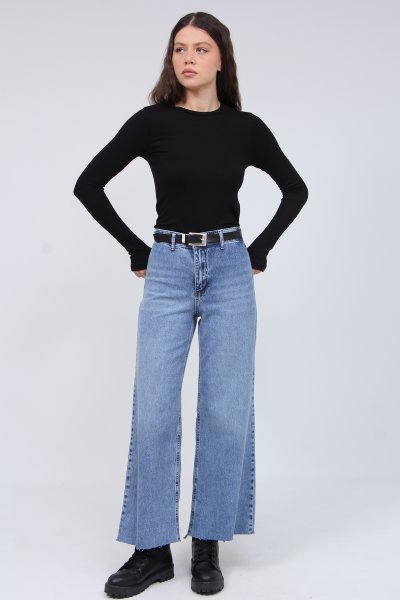 KESİK PAÇA KEMERLİ PALAZO PANTOLON