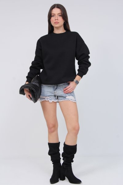 BİSİKLET YAKA 3 İPLİK ŞARDONLU SWEAT