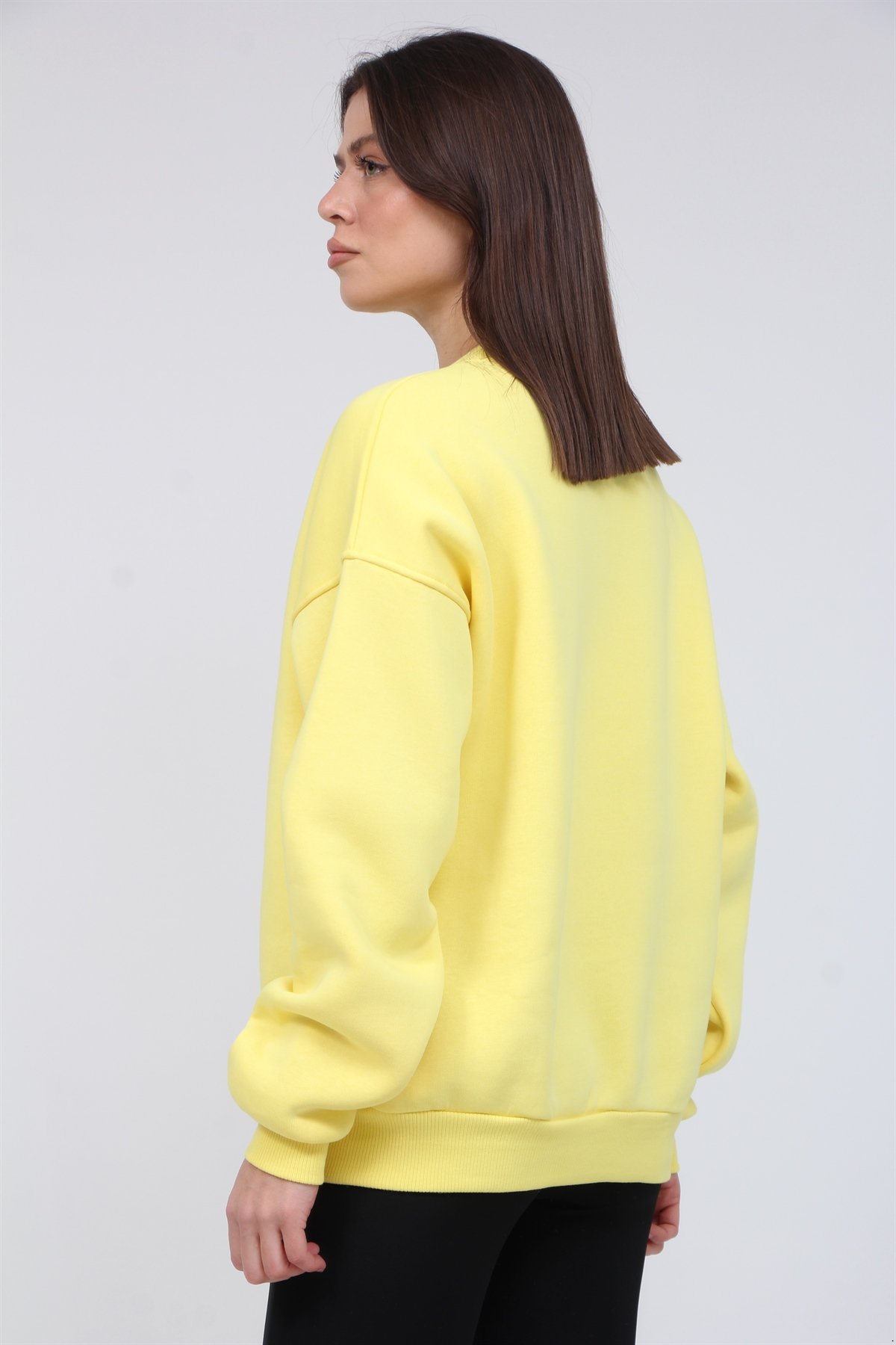 Bisiklet Yaka 3 İplik Şardonlu Sweat 