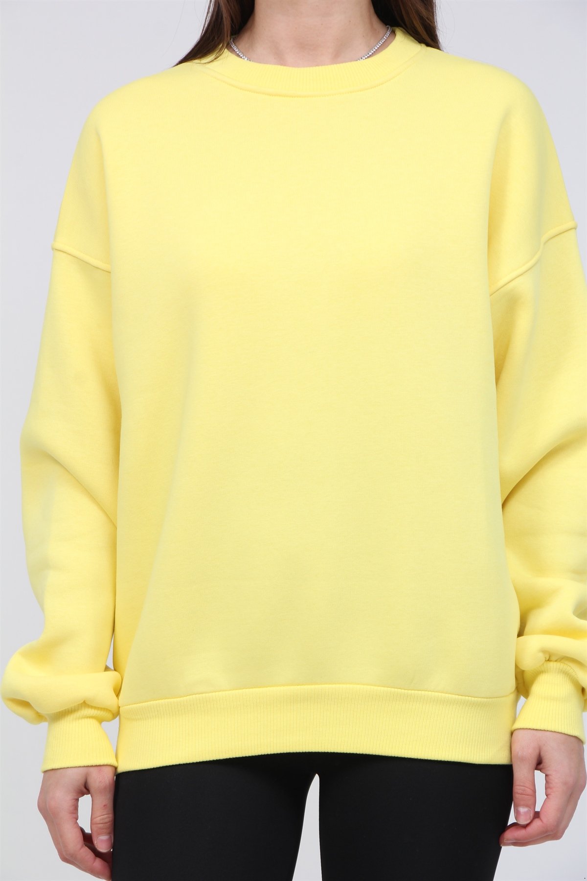 Bisiklet Yaka 3 İplik Şardonlu Sweat 