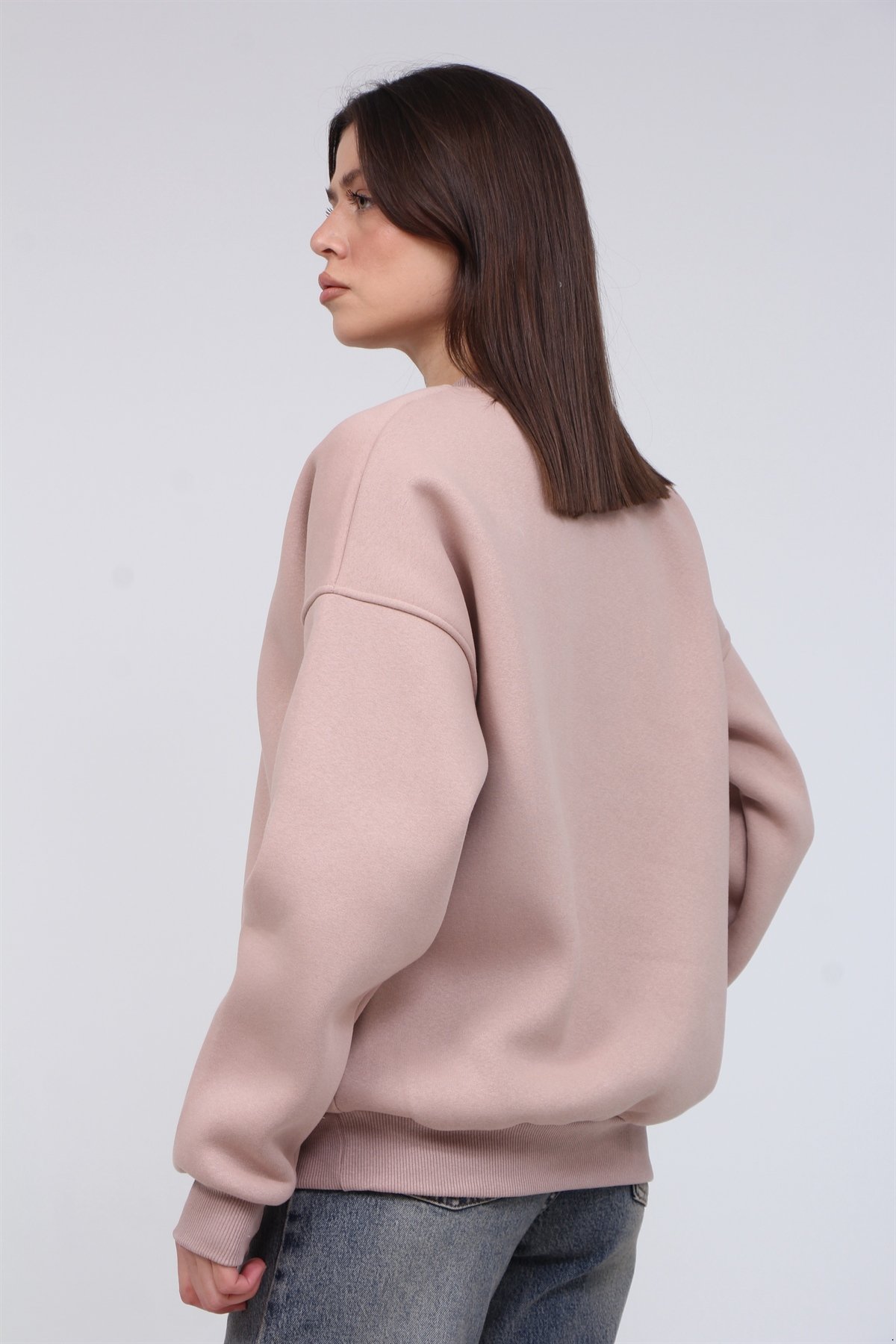 Bisiklet Yaka 3 İplik Şardonlu Sweat 