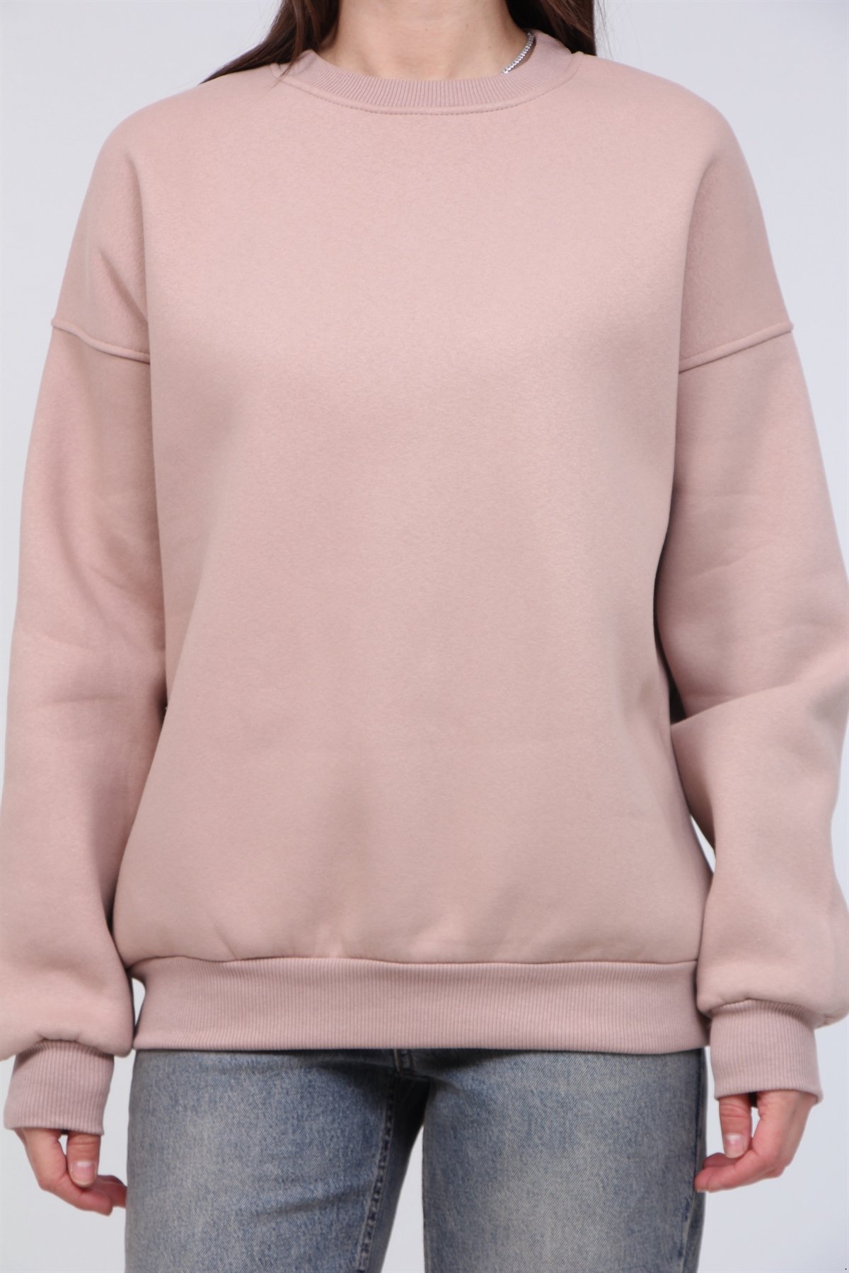 Bisiklet Yaka 3 İplik Şardonlu Sweat 