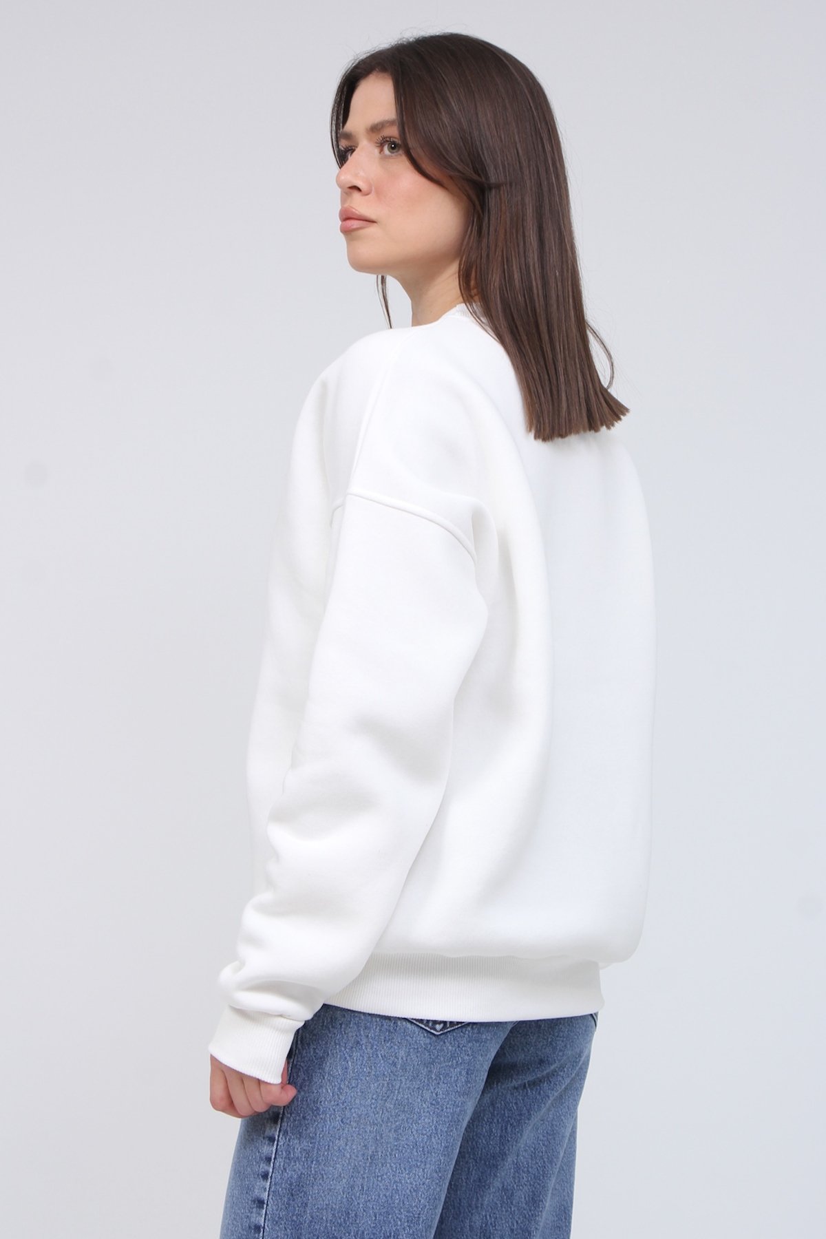 Bisiklet Yaka 3 İplik Şardonlu Sweat 