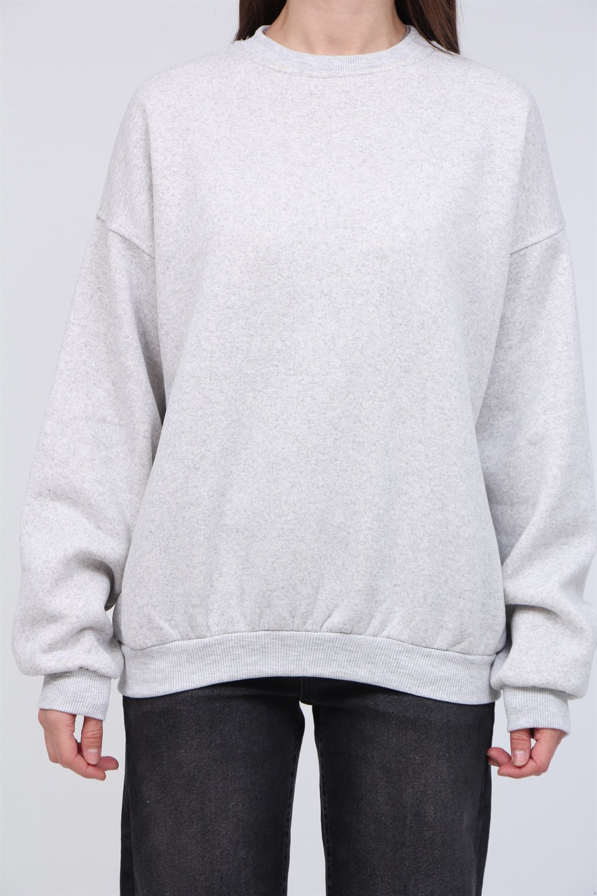 Bisiklet Yaka 3 İplik Şardonlu Sweat 