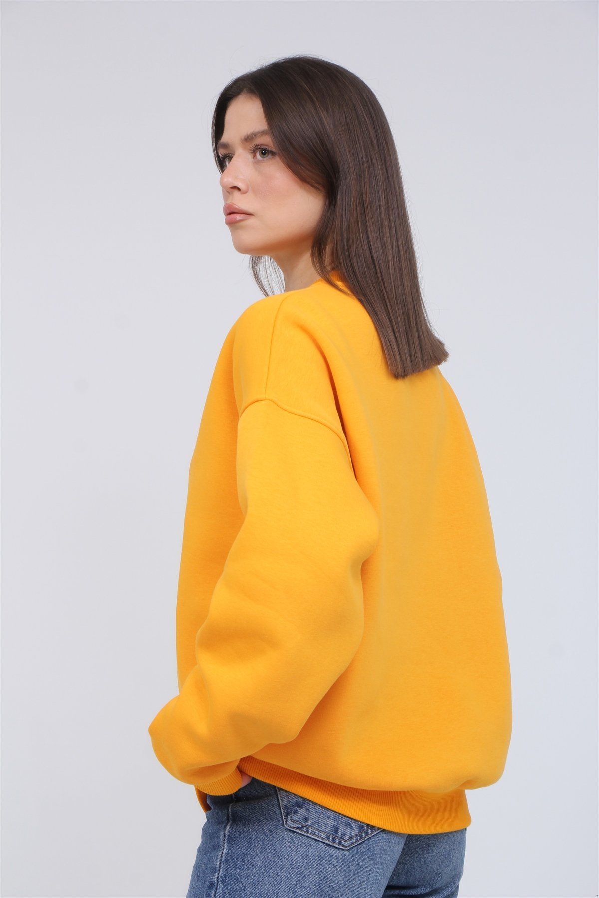 Bisiklet Yaka 3 İplik Şardonlu Sweat 