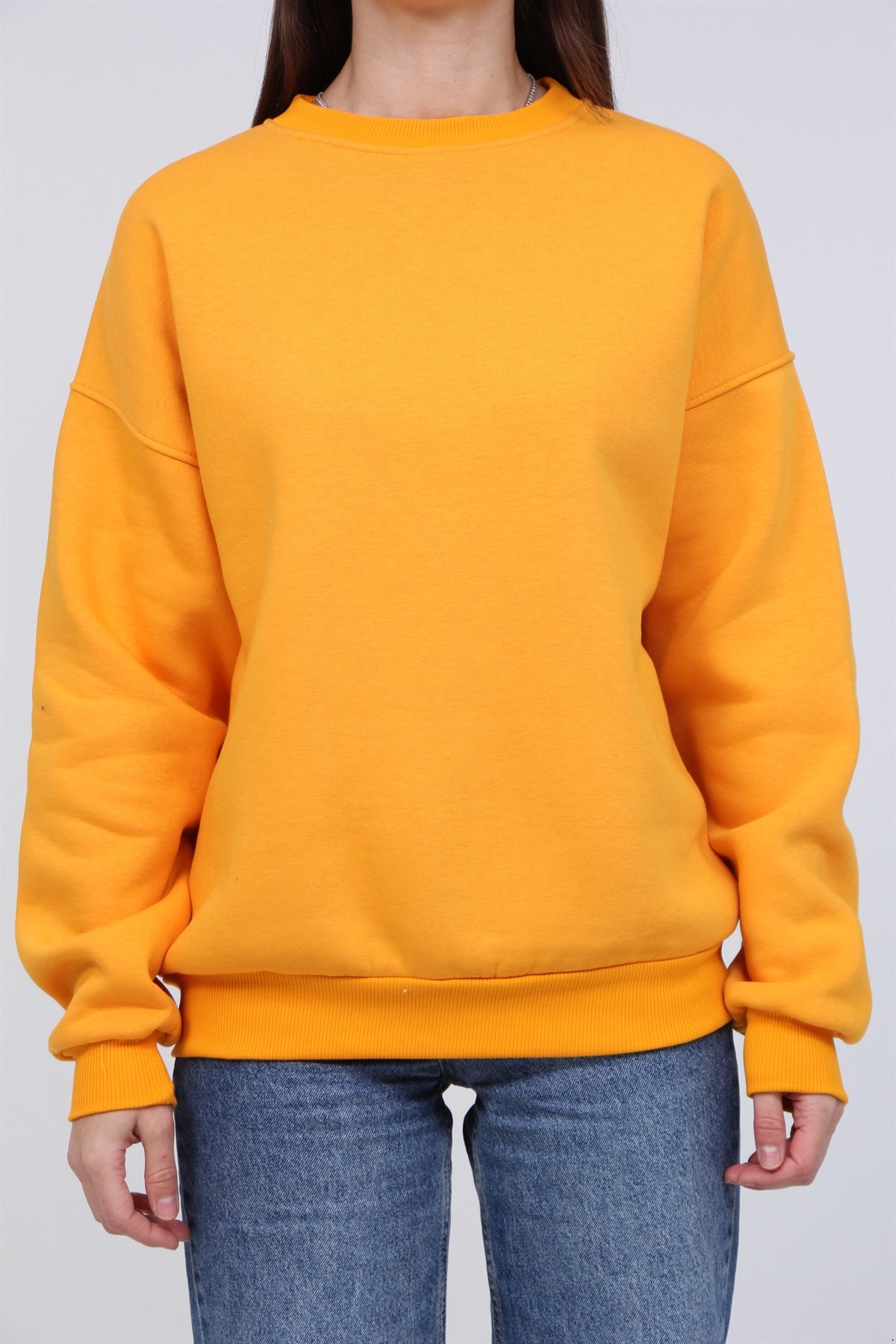 Bisiklet Yaka 3 İplik Şardonlu Sweat 