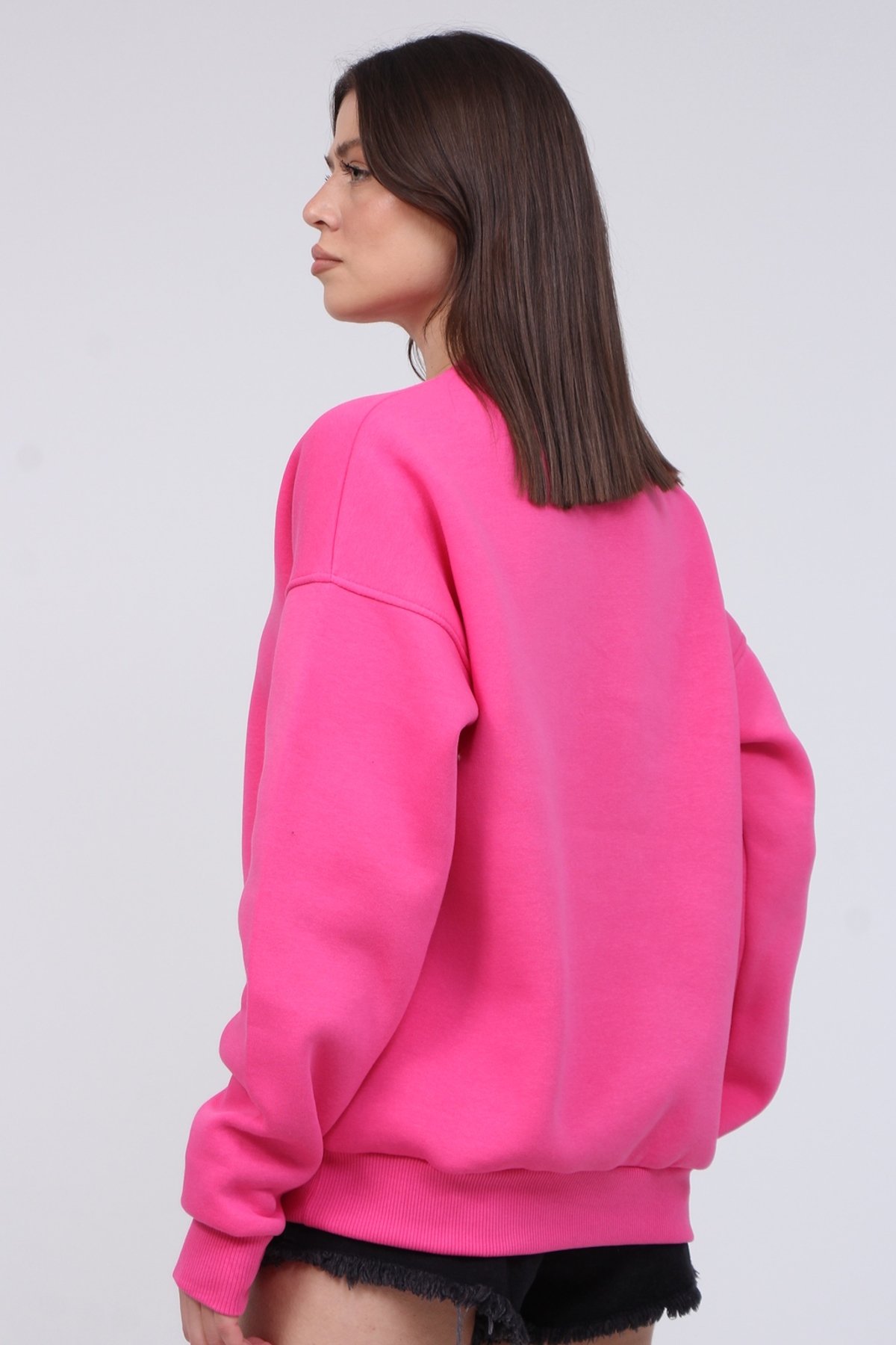 Bisiklet Yaka 3 İplik Şardonlu Sweat 