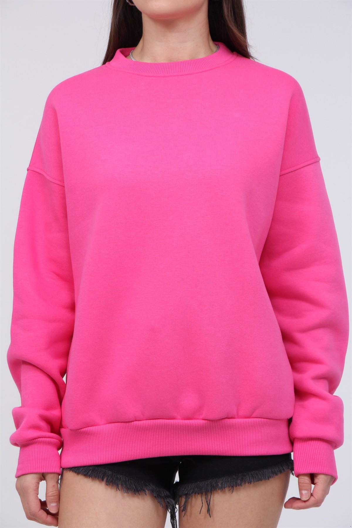 Bisiklet Yaka 3 İplik Şardonlu Sweat 