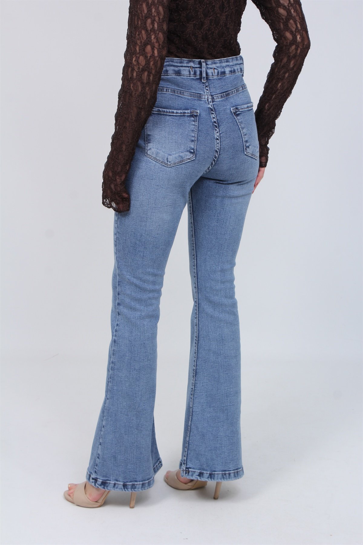 İspanyol Paça Kar Yıkama Kot Pantolon 