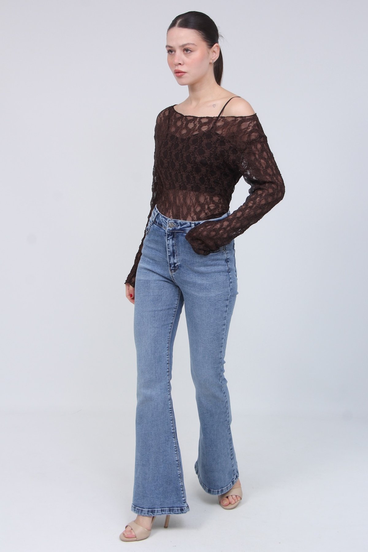 İspanyol Paça Kar Yıkama Kot Pantolon 