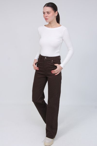 KAHVE TAŞLI KOT PALOZO PANTOLON