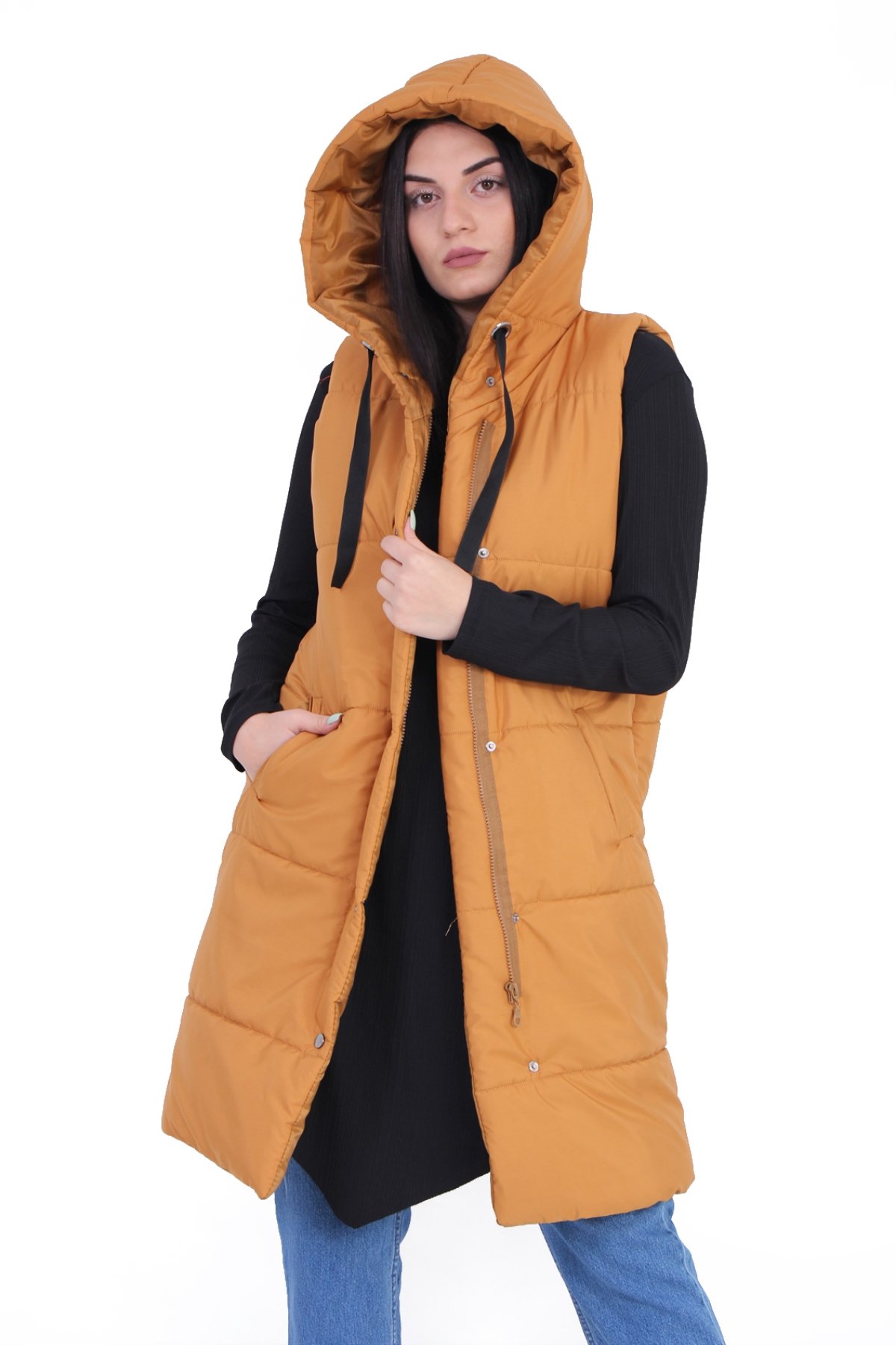 Sıfır Kol Fermuarlı Çıtçıtlı Mont 