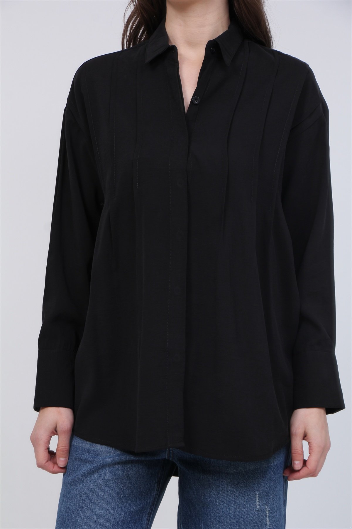 Nervürlü Modal Gömlek 