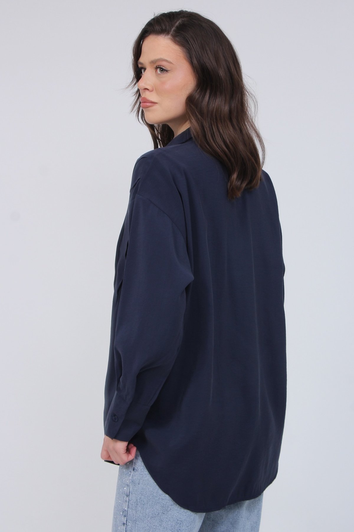 Nervürlü Modal Gömlek 